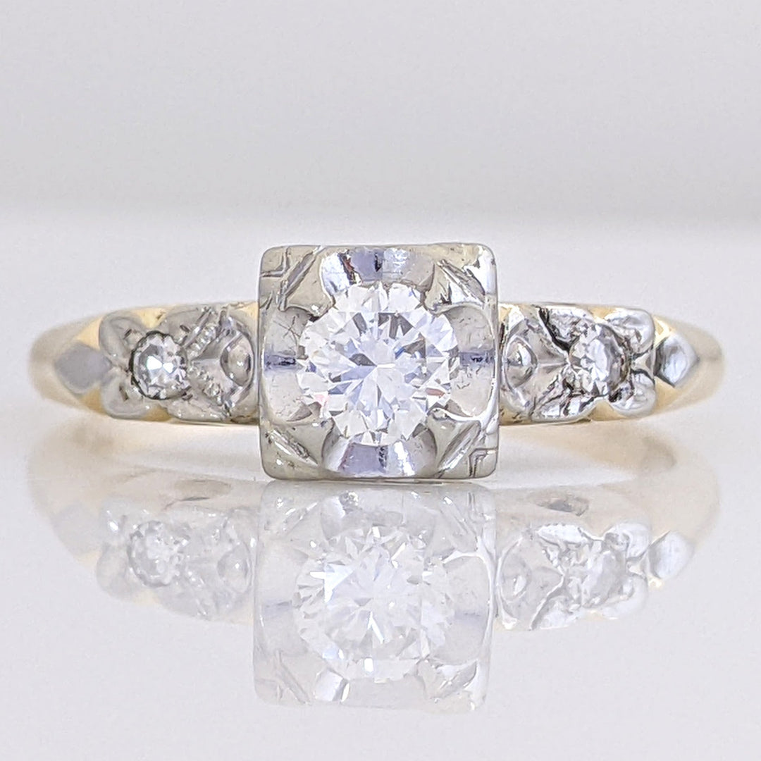 14K .34 CARAT TOTAL WEIGHT VS2 H DIAMOND ROUND (3) ESTATE VINTAGE RING 2.4 GRAMS