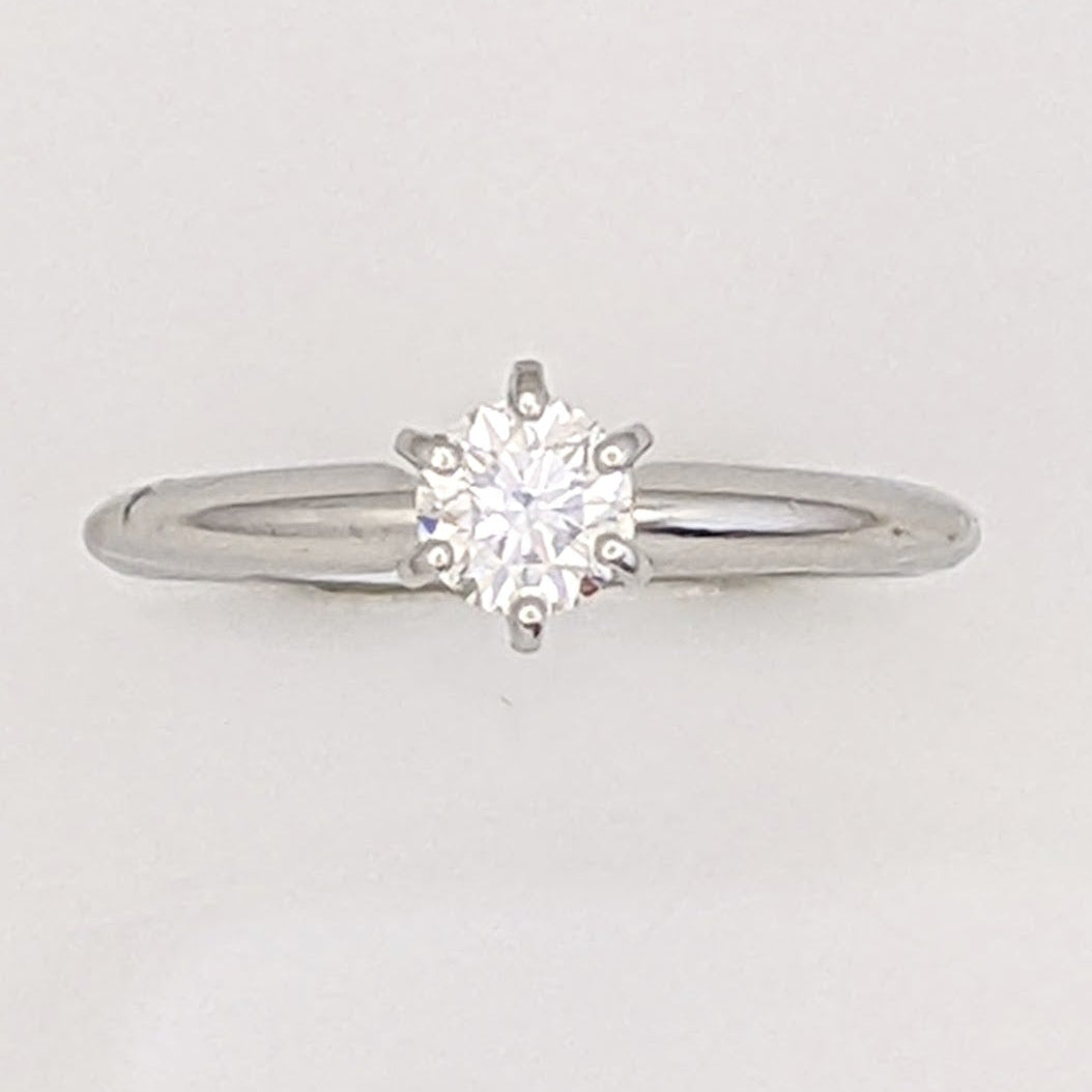 PLATINUM .38 CARAT TOTAL SI1 I DIAMOND ROUND ESTATE SOLITAIRE RING 3.1 GRAMS