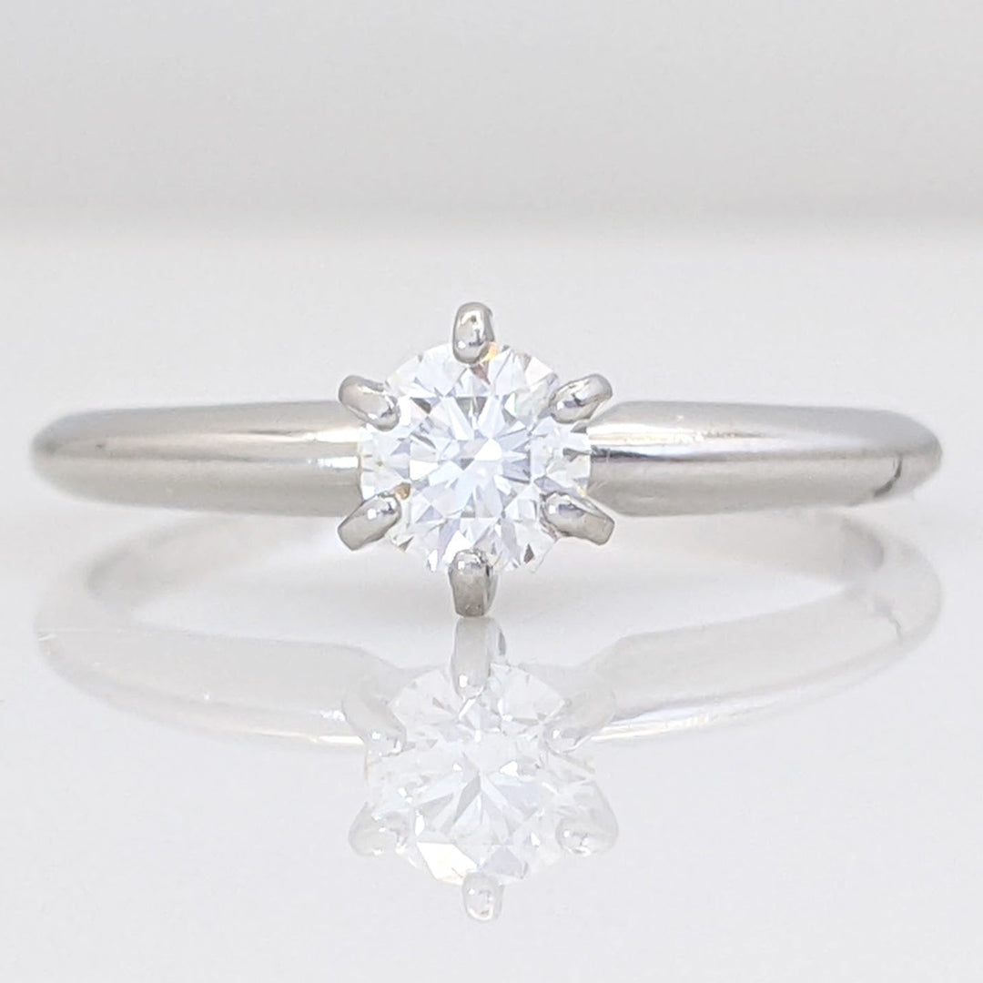 PLATINUM .38 CARAT TOTAL SI1 I DIAMOND ROUND ESTATE SOLITAIRE RING 3.1 GRAMS