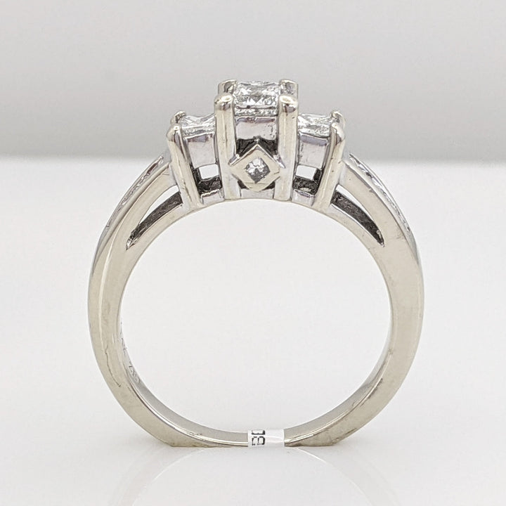 14K WHITE .93 CARAT TOTAL WEIGHT I2 I DIAMOND PRINCESS CUT (13) ESTATE TRINITY RING 3.9 GRAMS