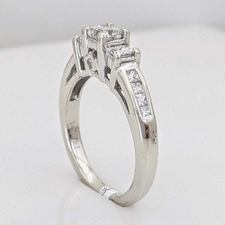 14K WHITE .93 CARAT TOTAL WEIGHT I2 I DIAMOND PRINCESS CUT (13) ESTATE TRINITY RING 3.9 GRAMS