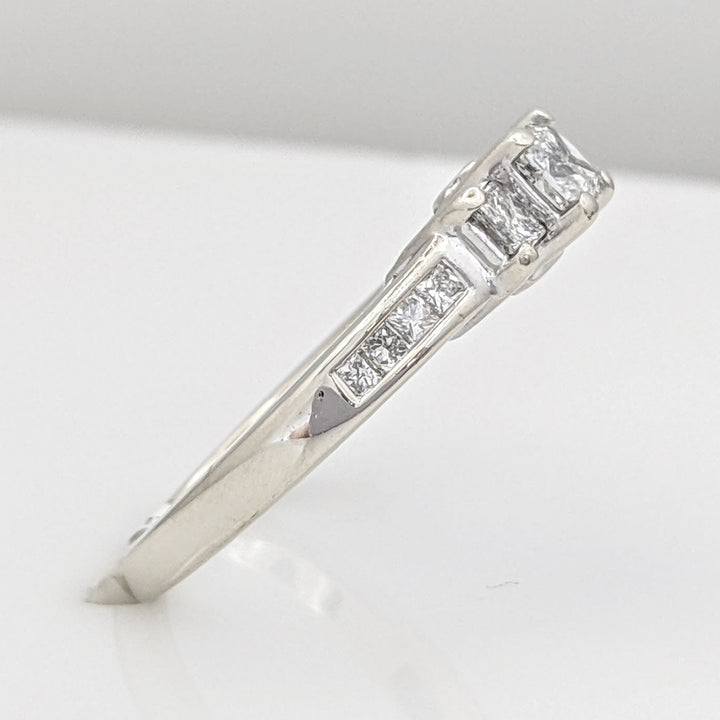 14K WHITE .93 CARAT TOTAL WEIGHT I2 I DIAMOND PRINCESS CUT (13) ESTATE TRINITY RING 3.9 GRAMS