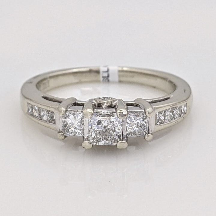 14K WHITE .93 CARAT TOTAL WEIGHT I2 I DIAMOND PRINCESS CUT (13) ESTATE TRINITY RING 3.9 GRAMS