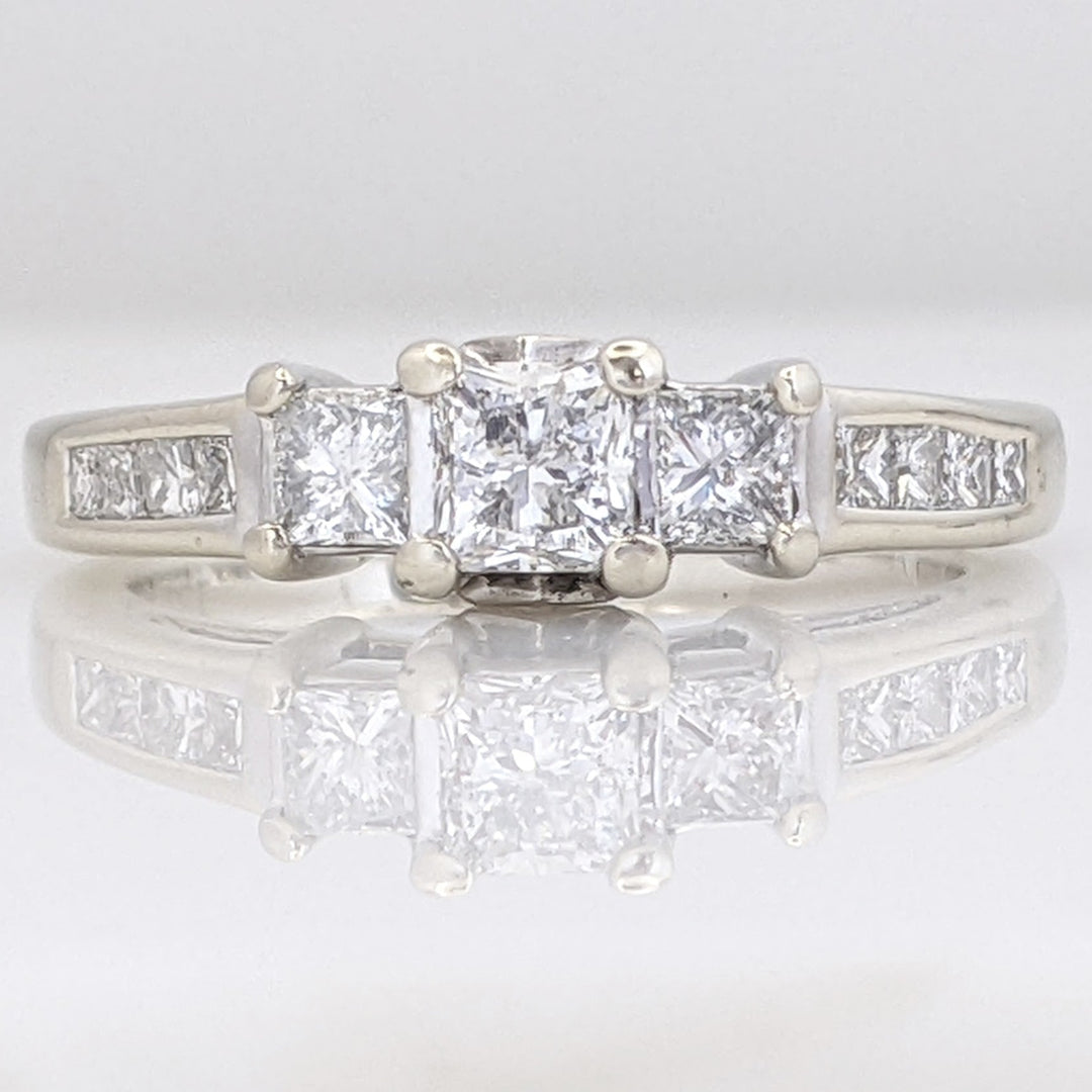 14K WHITE .93 CARAT TOTAL WEIGHT I2 I DIAMOND PRINCESS CUT (13) ESTATE TRINITY RING 3.9 GRAMS