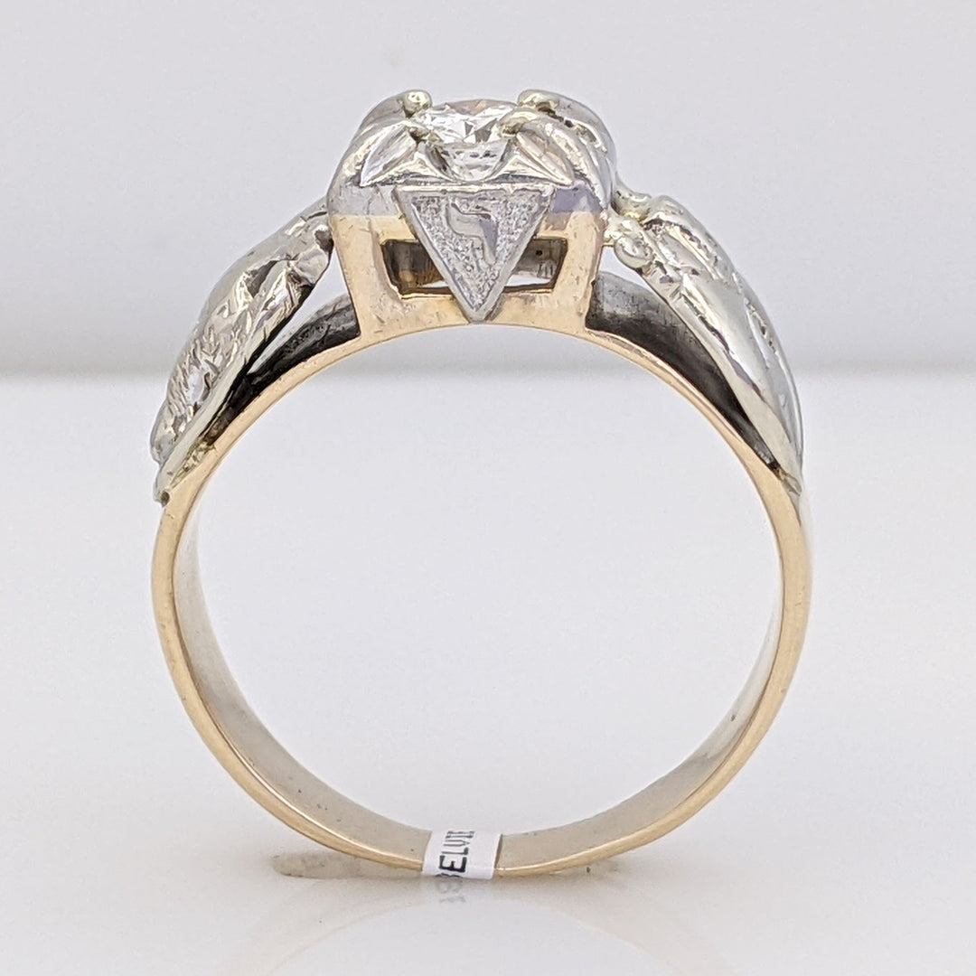14K .41 CARAT TOTAL SI2 G DIAMOND ROUND MASONIC ESTATE RING 9.8 GRAMS