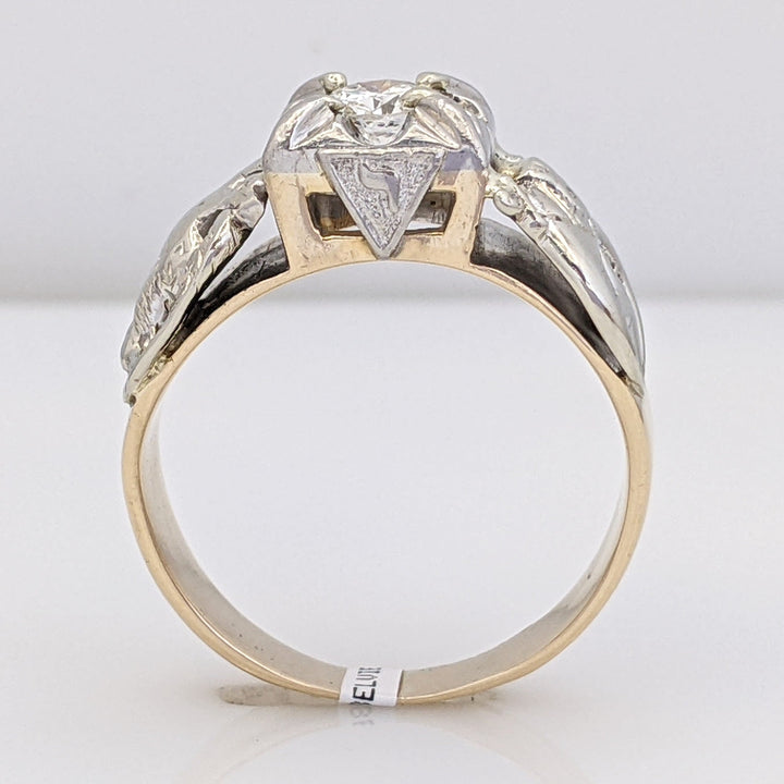 14K .41 CARAT TOTAL SI2 G DIAMOND ROUND MASONIC ESTATE RING 9.8 GRAMS