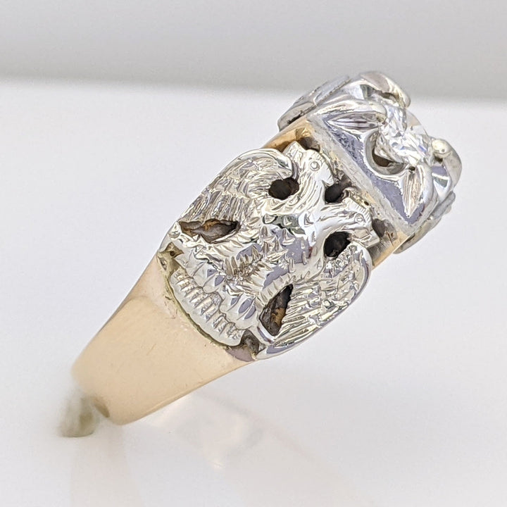 14K .41 CARAT TOTAL SI2 G DIAMOND ROUND MASONIC ESTATE RING 9.8 GRAMS
