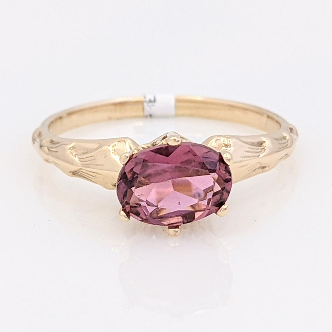 10K PINK TOURMALINE OVAL 6X8 EAST/WEST ESTATE RING 1.9 GRAMS