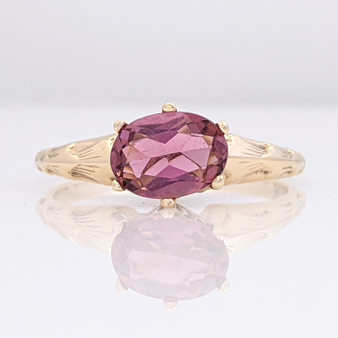 10K PINK TOURMALINE OVAL 6X8 EAST/WEST ESTATE RING 1.9 GRAMS