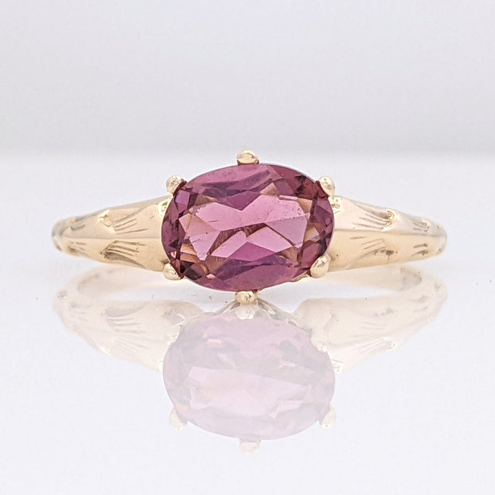 10K PINK TOURMALINE OVAL 6X8 EAST/WEST ESTATE RING 1.9 GRAMS