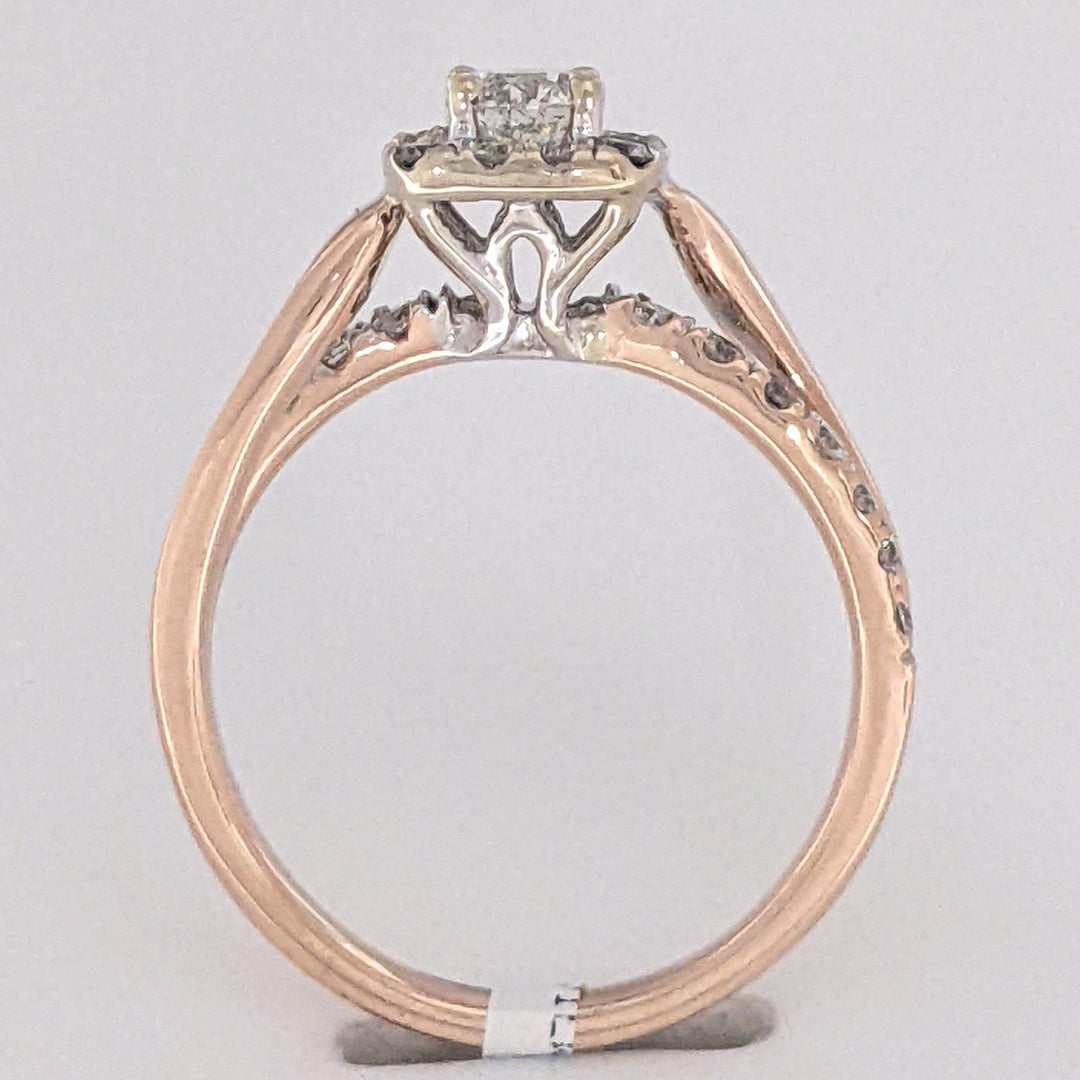 14K ROSE .82 CARAT TOTAL WEIGHT I1 H DIAMOND ROUND (27) ESTATE HALO RING 3.8 GRAMS