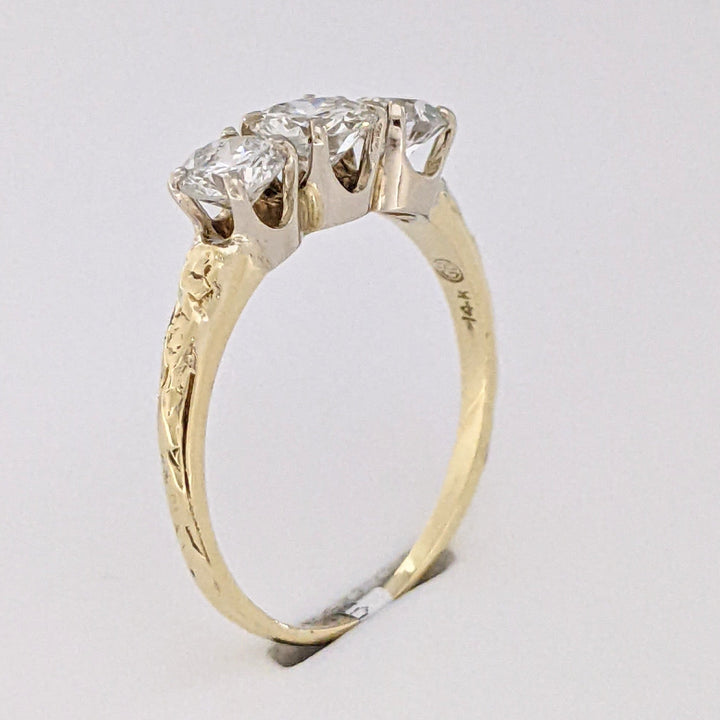 14K 1.43 CARAT TOTAL WEIGHT VS2 G-H DIAMOND ROUND (3) ESTATE TRINITY RING 2.7 GRAMS