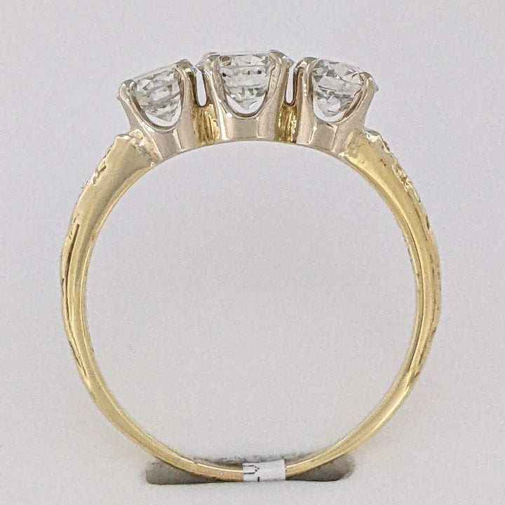 14K 1.43 CARAT TOTAL WEIGHT VS2 G-H DIAMOND ROUND (3) ESTATE TRINITY RING 2.7 GRAMS