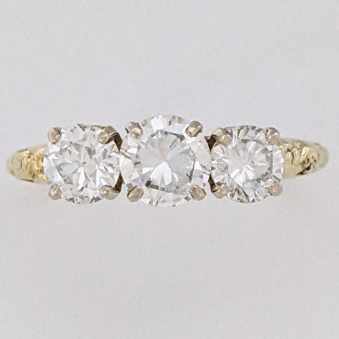 14K 1.43 CARAT TOTAL WEIGHT VS2 G-H DIAMOND ROUND (3) ESTATE TRINITY RING 2.7 GRAMS