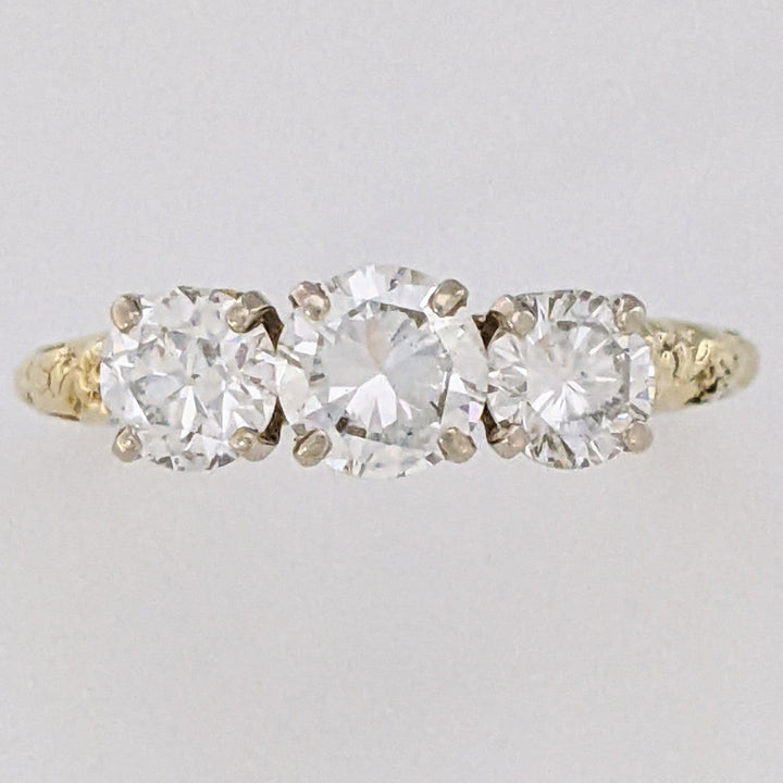 14K 1.43 CARAT TOTAL WEIGHT VS2 G-H DIAMOND ROUND (3) ESTATE TRINITY RING 2.7 GRAMS