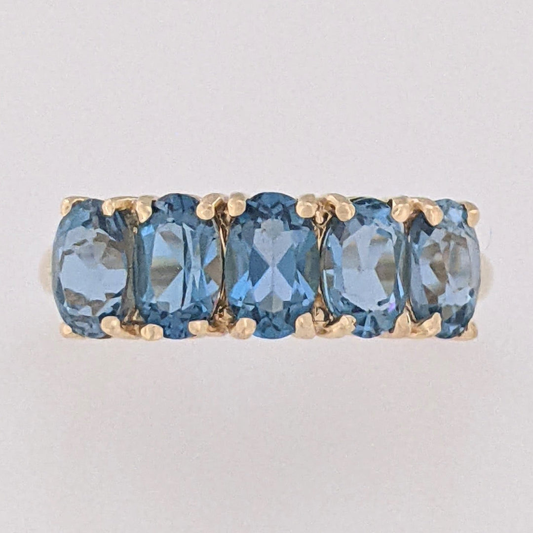 10K BLUE TOPAZ OVAL (5) 4X6 ESTATE RING 2.9 GRAMS