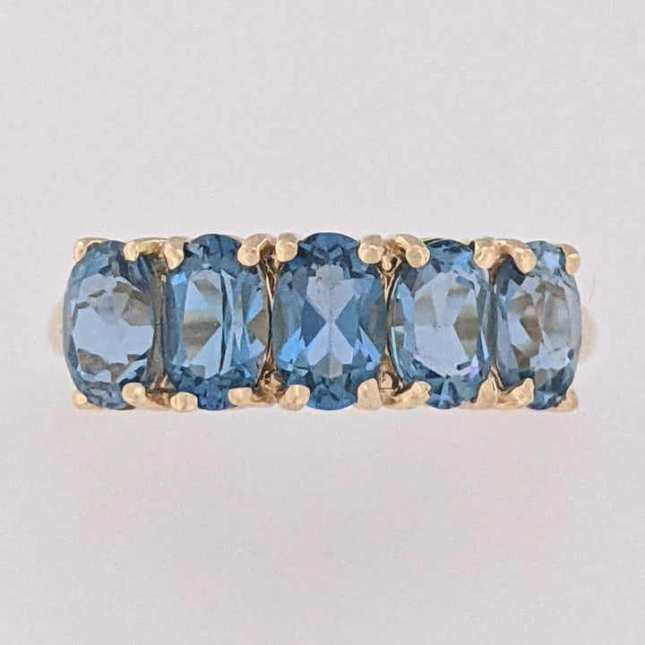 10K BLUE TOPAZ OVAL (5) 4X6 ESTATE RING 2.9 GRAMS