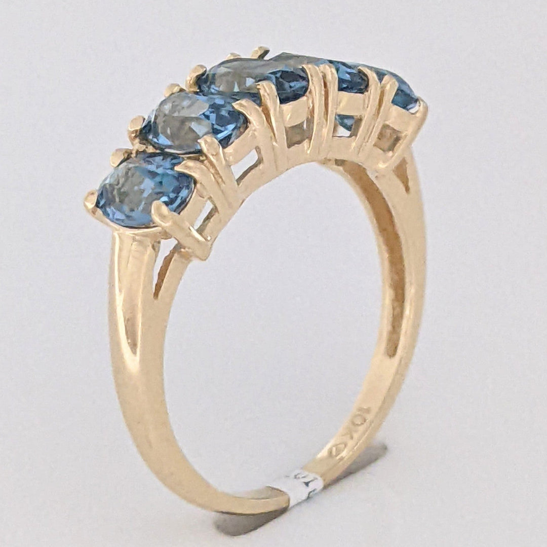 10K BLUE TOPAZ OVAL (5) 4X6 ESTATE RING 2.9 GRAMS