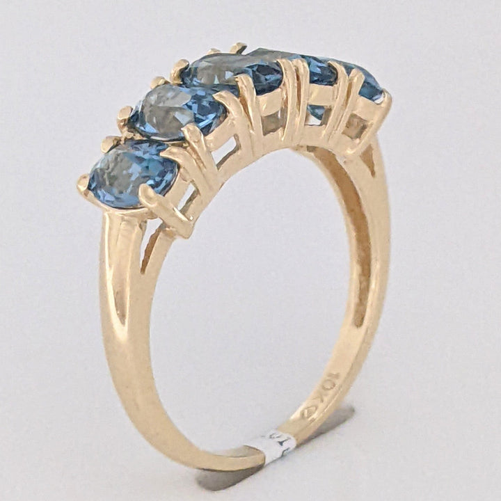 10K BLUE TOPAZ OVAL (5) 4X6 ESTATE RING 2.9 GRAMS