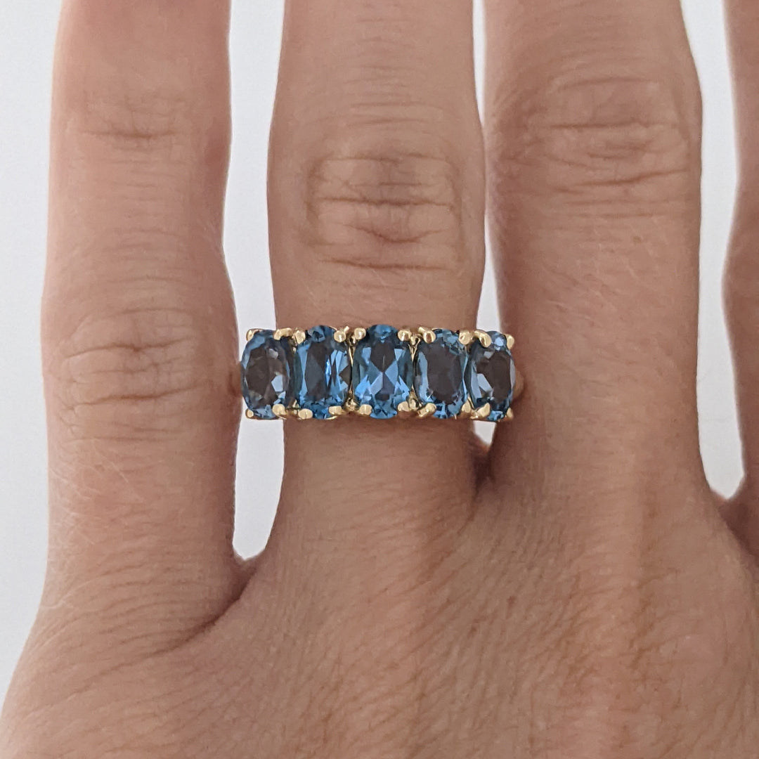 10K BLUE TOPAZ OVAL (5) 4X6 ESTATE RING 2.9 GRAMS