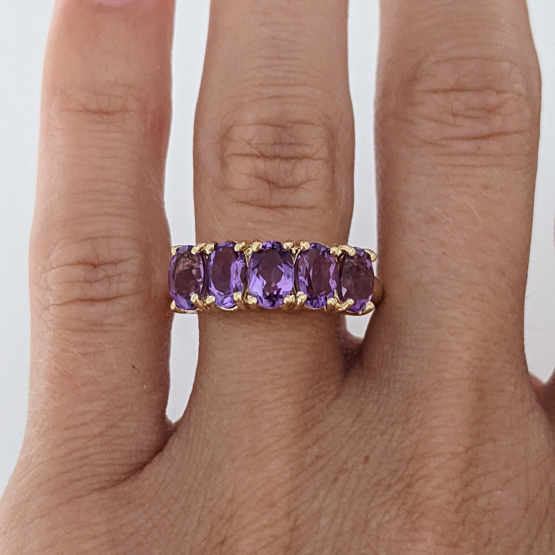 10K AMETHYST OVAL (5) 4X6 ESTATE RING 2.8 GRAMS
