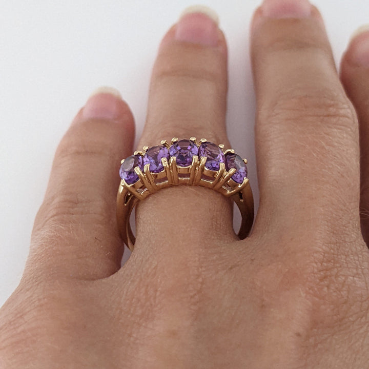 10K AMETHYST OVAL (5) 4X6 ESTATE RING 2.8 GRAMS