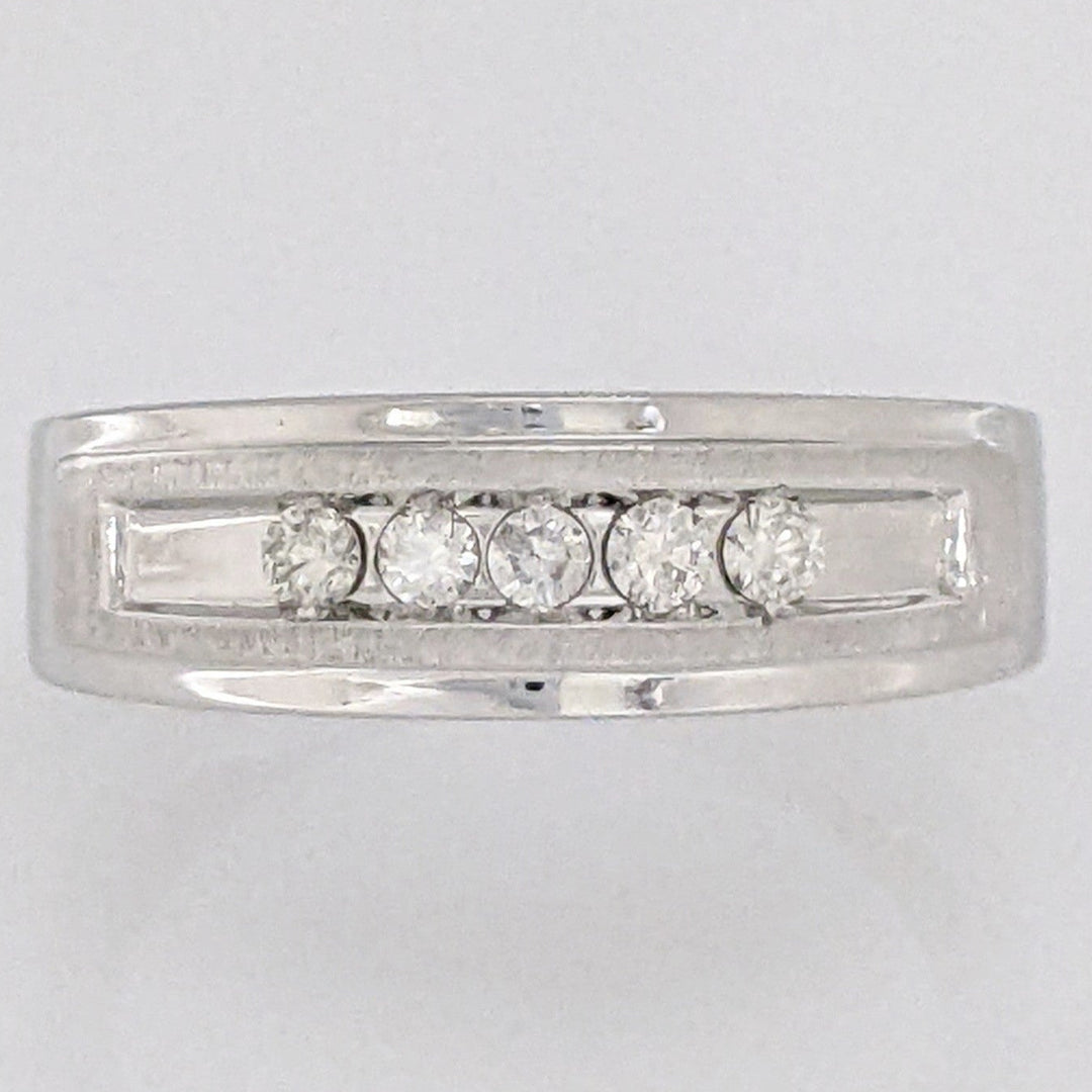 10K WHITE .18 CARAT TOTAL WEIGHT I1 H DIAMOND ROUND (5) ESTATE CHANNEL- SET BAND 6.3 GRAMS