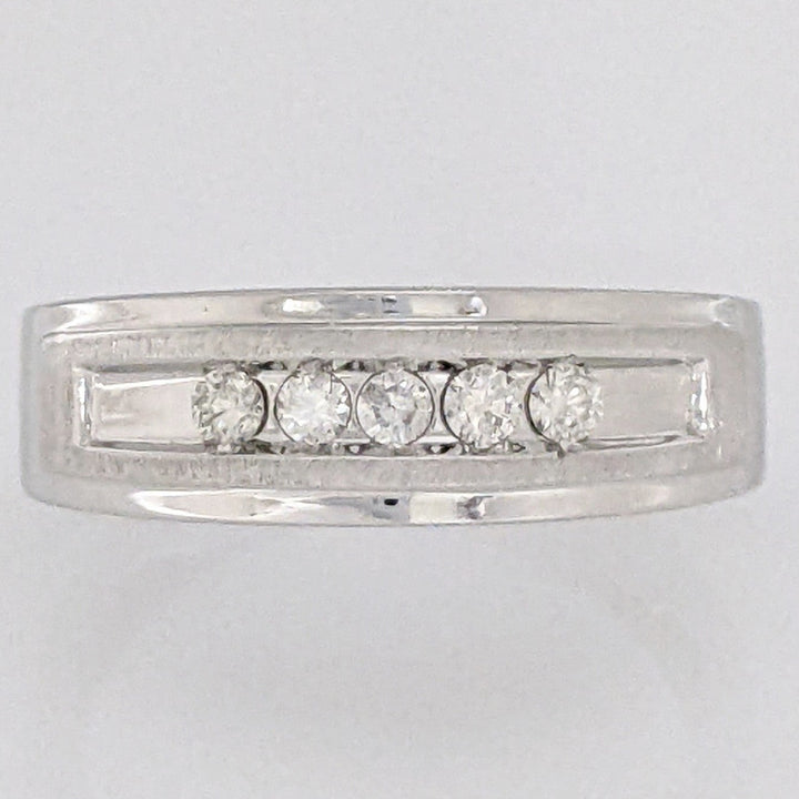 10K WHITE .18 CARAT TOTAL WEIGHT I1 H DIAMOND ROUND (5) ESTATE CHANNEL- SET BAND 6.3 GRAMS