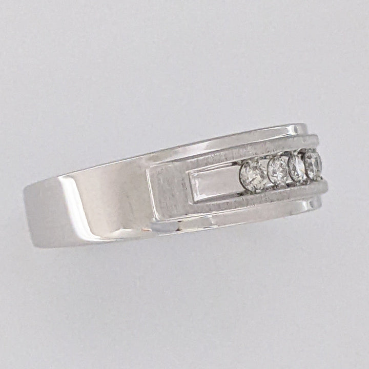 10K WHITE .18 CARAT TOTAL WEIGHT I1 H DIAMOND ROUND (5) ESTATE CHANNEL- SET BAND 6.3 GRAMS