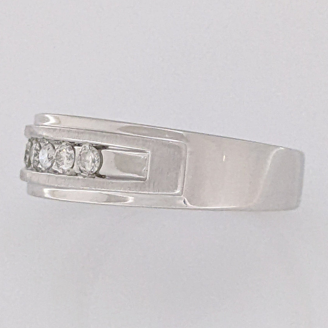 10K WHITE .18 CARAT TOTAL WEIGHT I1 H DIAMOND ROUND (5) ESTATE CHANNEL- SET BAND 6.3 GRAMS