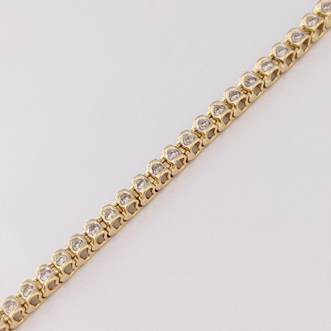 10K 1.02 CARAT TOTAL WEIGHT I1 K DIAMOND ROUND (56) ESTATE TENNIS BRACELET 8.2 GRAMS