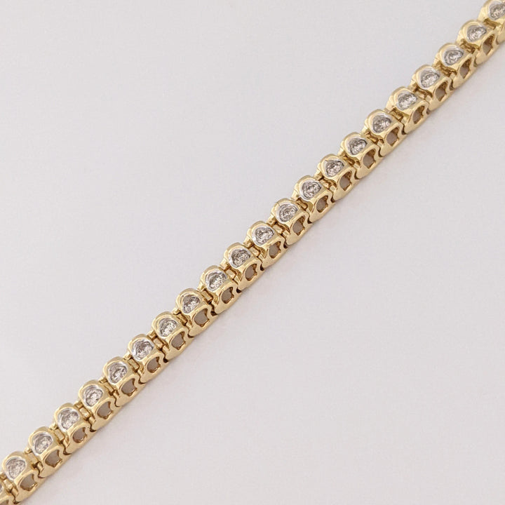 10K 1.02 CARAT TOTAL WEIGHT I1 K DIAMOND ROUND (56) ESTATE TENNIS BRACELET 8.2 GRAMS