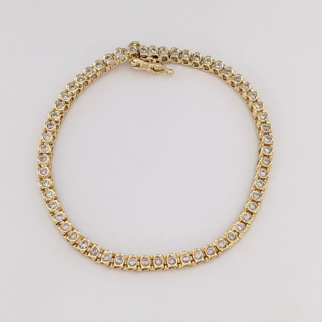10K 1.02 CARAT TOTAL WEIGHT I1 K DIAMOND ROUND (56) ESTATE TENNIS BRACELET 8.2 GRAMS