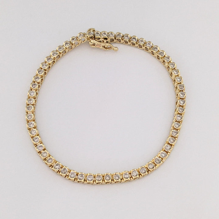 10K 1.02 CARAT TOTAL WEIGHT I1 K DIAMOND ROUND (56) ESTATE TENNIS BRACELET 8.2 GRAMS