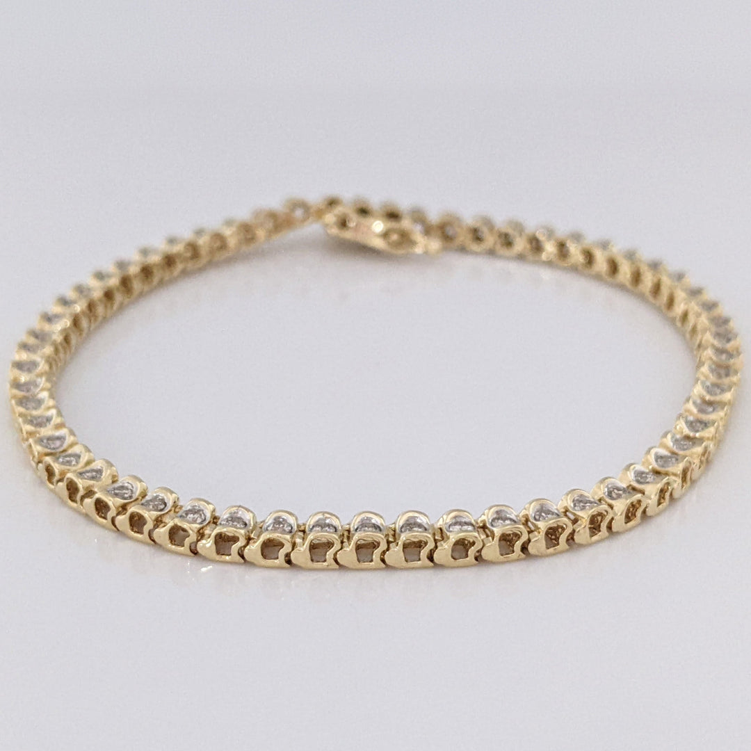 10K 1.02 CARAT TOTAL WEIGHT I1 K DIAMOND ROUND (56) ESTATE TENNIS BRACELET 8.2 GRAMS