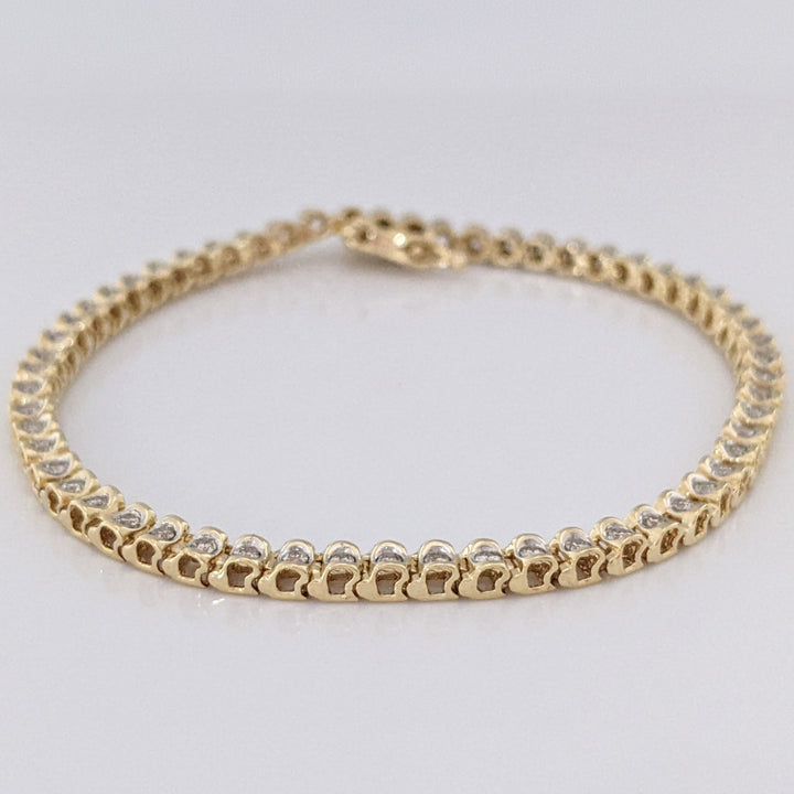 10K 1.02 CARAT TOTAL WEIGHT I1 K DIAMOND ROUND (56) ESTATE TENNIS BRACELET 8.2 GRAMS