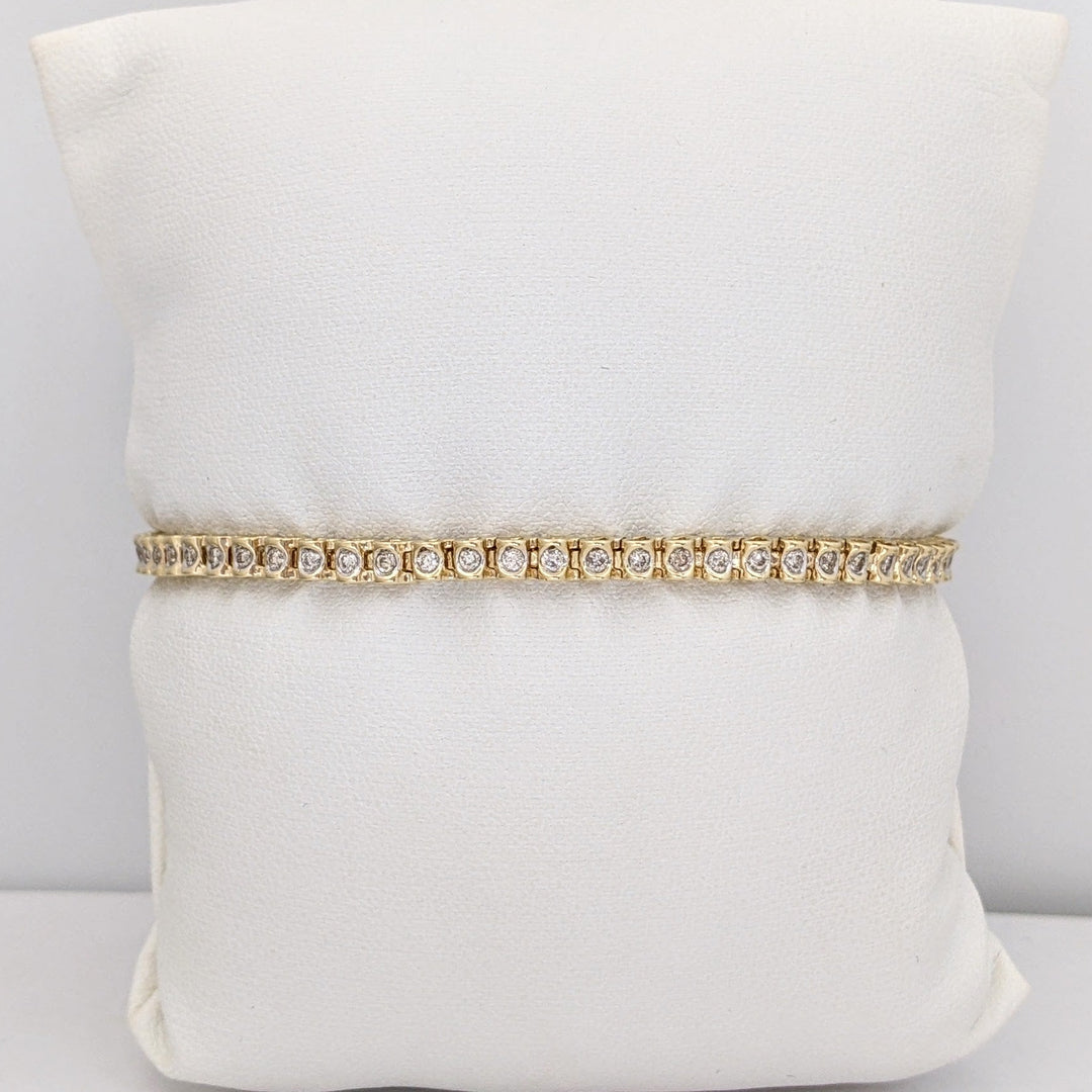 10K 1.02 CARAT TOTAL WEIGHT I1 K DIAMOND ROUND (56) ESTATE TENNIS BRACELET 8.2 GRAMS