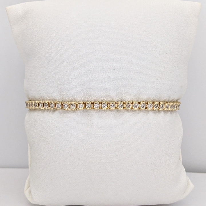 10K 1.02 CARAT TOTAL WEIGHT I1 K DIAMOND ROUND (56) ESTATE TENNIS BRACELET 8.2 GRAMS