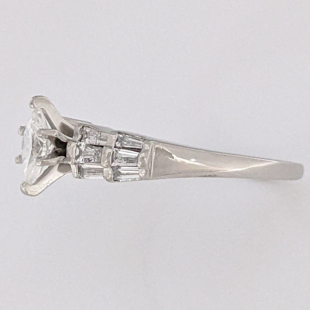 PLATINUM 1.06 CARAT TOTAL WEIGHT SI2 G-H MARQUISE DIAMOND WITH (12) BAGUETTE ESTATE RING 6.4 GRAMS