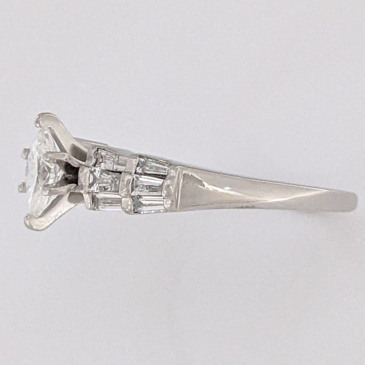 PLATINUM 1.06 CARAT TOTAL WEIGHT SI2 G-H MARQUISE DIAMOND WITH (12) BAGUETTE ESTATE RING 6.4 GRAMS