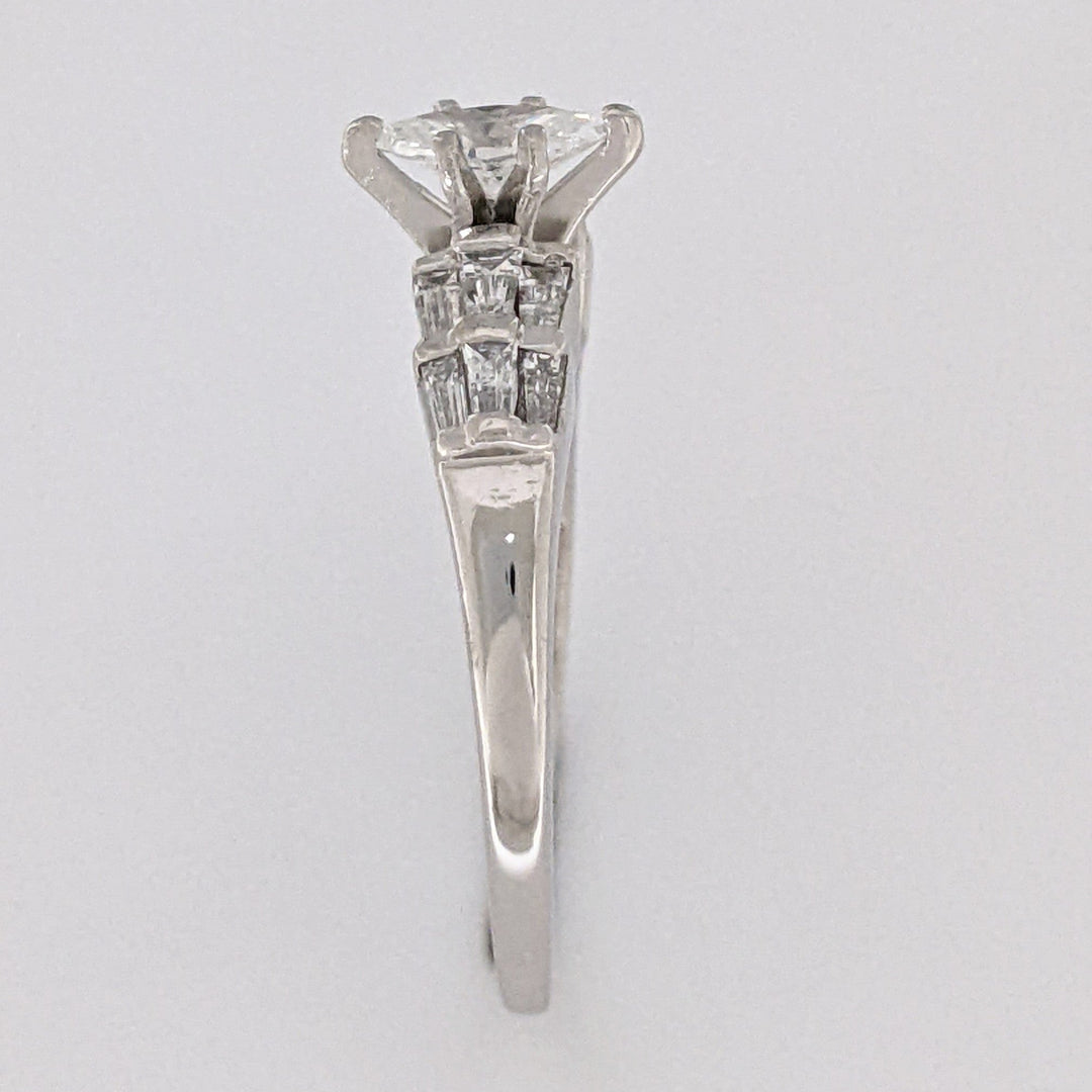 PLATINUM 1.06 CARAT TOTAL WEIGHT SI2 G-H MARQUISE DIAMOND WITH (12) BAGUETTE ESTATE RING 6.4 GRAMS