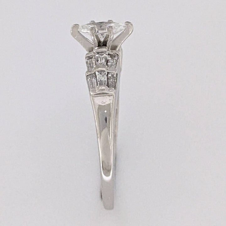 PLATINUM 1.06 CARAT TOTAL WEIGHT SI2 G-H MARQUISE DIAMOND WITH (12) BAGUETTE ESTATE RING 6.4 GRAMS