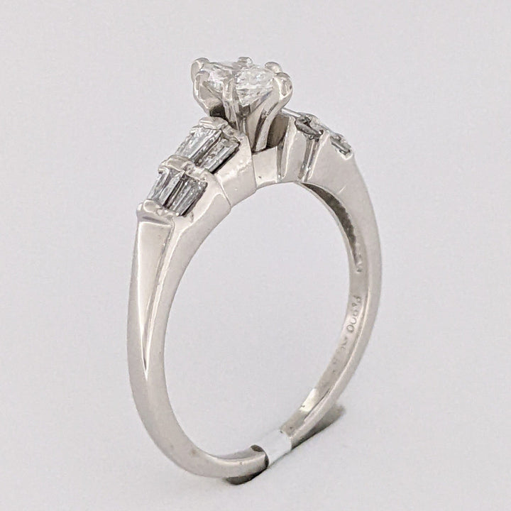 PLATINUM 1.06 CARAT TOTAL WEIGHT SI2 G-H MARQUISE DIAMOND WITH (12) BAGUETTE ESTATE RING 6.4 GRAMS