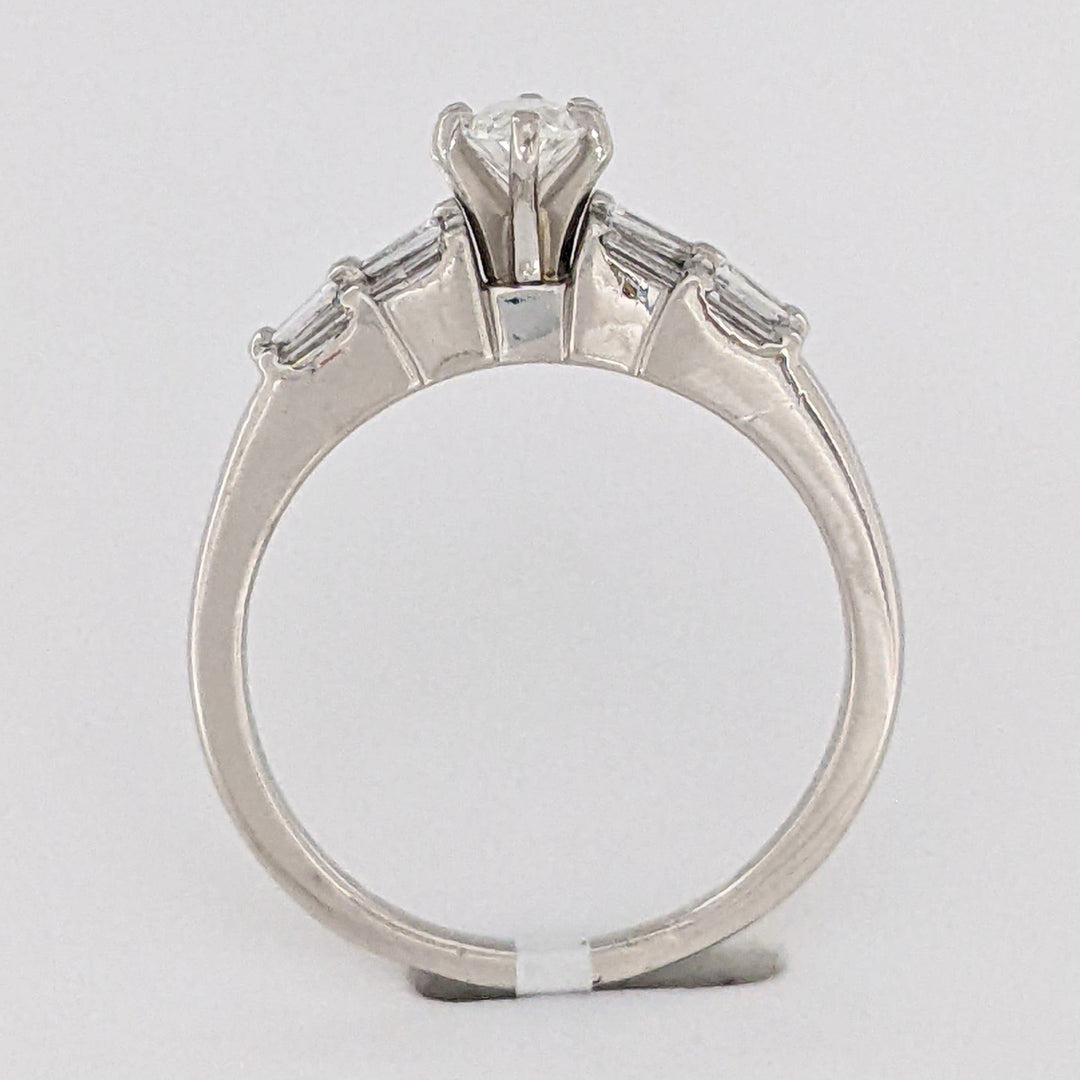 PLATINUM 1.06 CARAT TOTAL WEIGHT SI2 G-H MARQUISE DIAMOND WITH (12) BAGUETTE ESTATE RING 6.4 GRAMS
