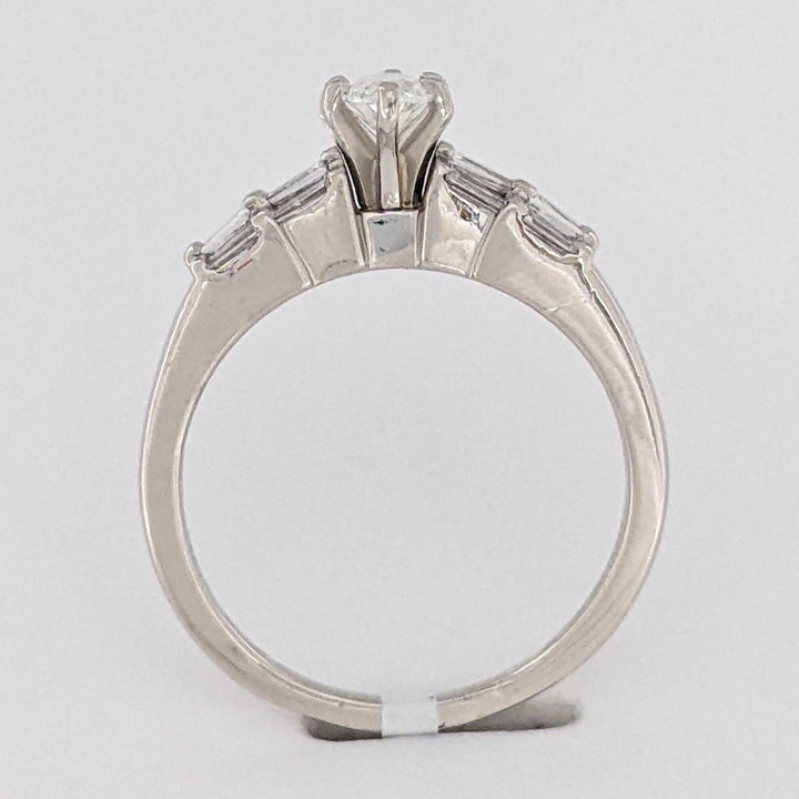 PLATINUM 1.06 CARAT TOTAL WEIGHT SI2 G-H MARQUISE DIAMOND WITH (12) BAGUETTE ESTATE RING 6.4 GRAMS