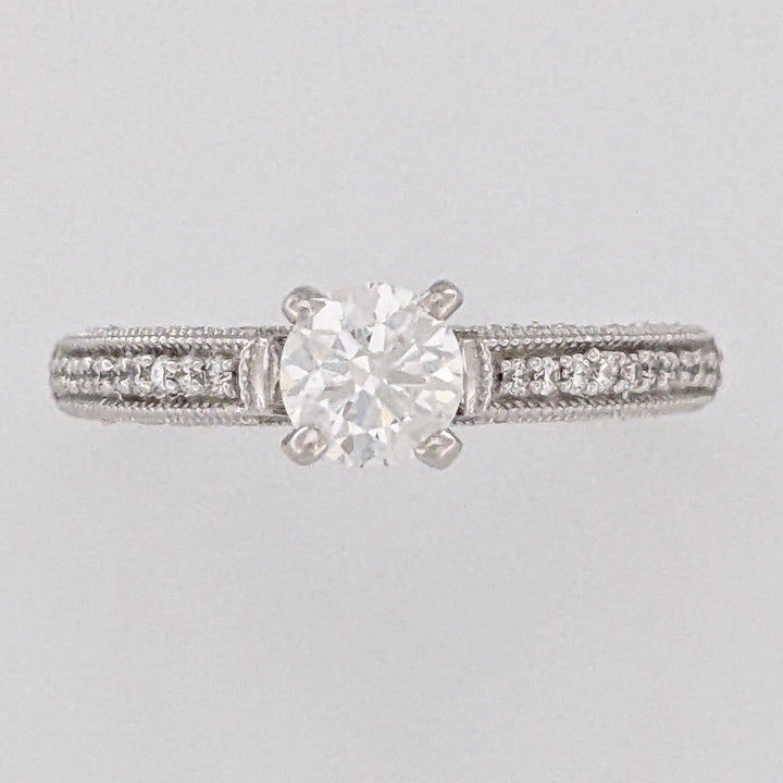 14K WHITE 1.01 CARAT TOTAL WEIGHT VS1 H DIAMOND ROUND (91) ESTATE RING 5.0 GRAMS