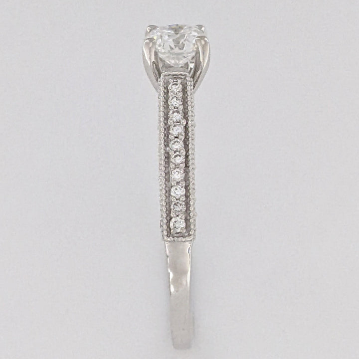 14K WHITE 1.01 CARAT TOTAL WEIGHT VS1 H DIAMOND ROUND (91) ESTATE RING 5.0 GRAMS