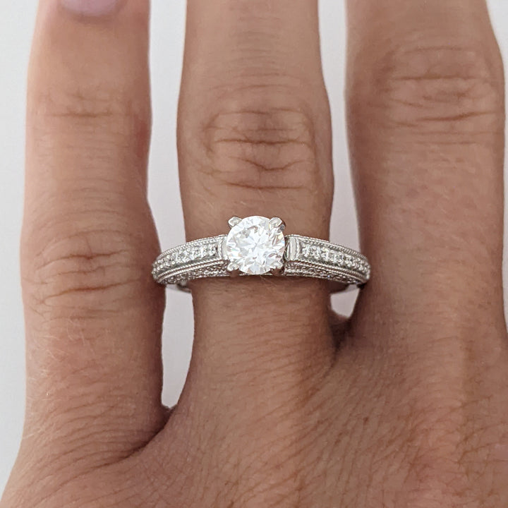 14K WHITE 1.01 CARAT TOTAL WEIGHT VS1 H DIAMOND ROUND (91) ESTATE RING 5.0 GRAMS