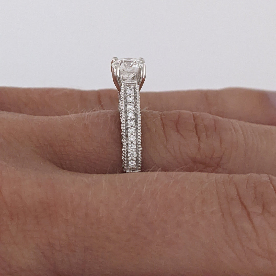 14K WHITE 1.01 CARAT TOTAL WEIGHT VS1 H DIAMOND ROUND (91) ESTATE RING 5.0 GRAMS