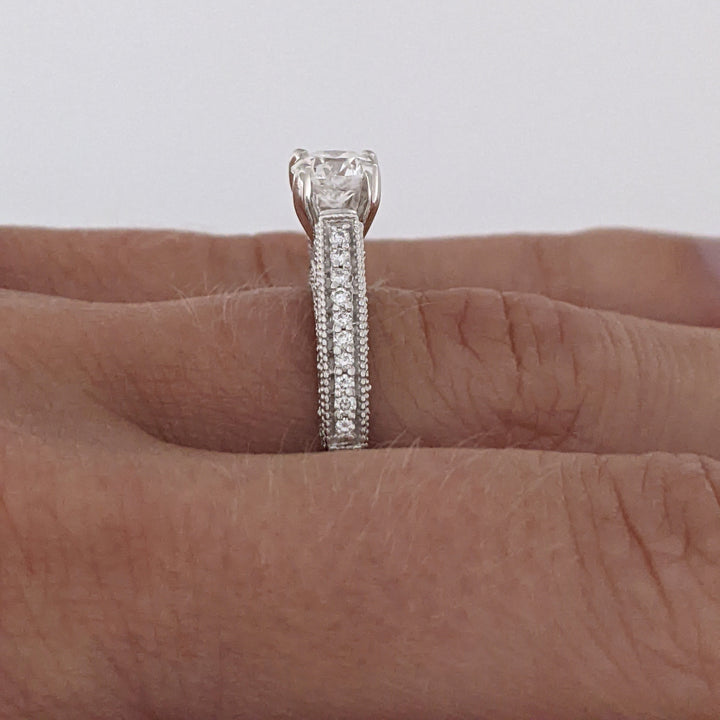 14K WHITE 1.01 CARAT TOTAL WEIGHT VS1 H DIAMOND ROUND (91) ESTATE RING 5.0 GRAMS